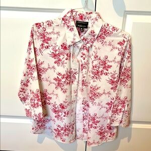 Women’s Floral Red and White Shirt by Foxcroft